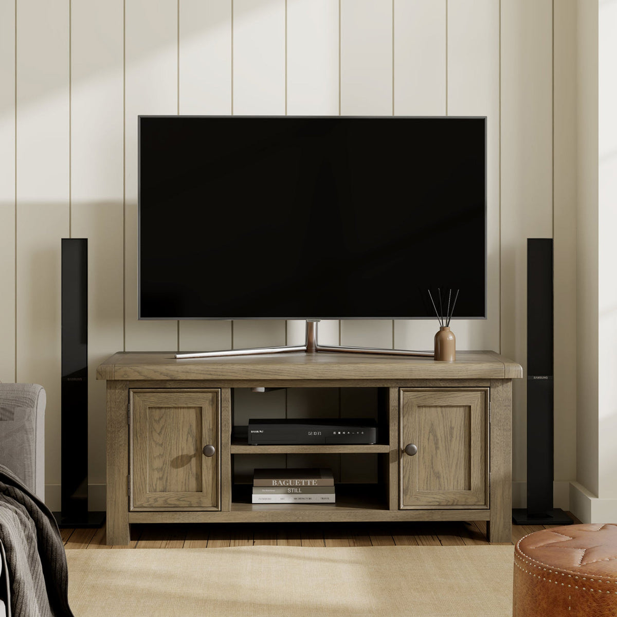 Taunton Smoked Oak 115cm Wide TV Unit