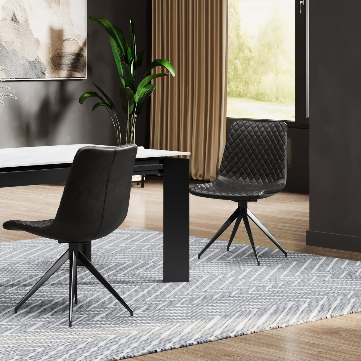 Saunder Faux Leather Swivel Dining Chair