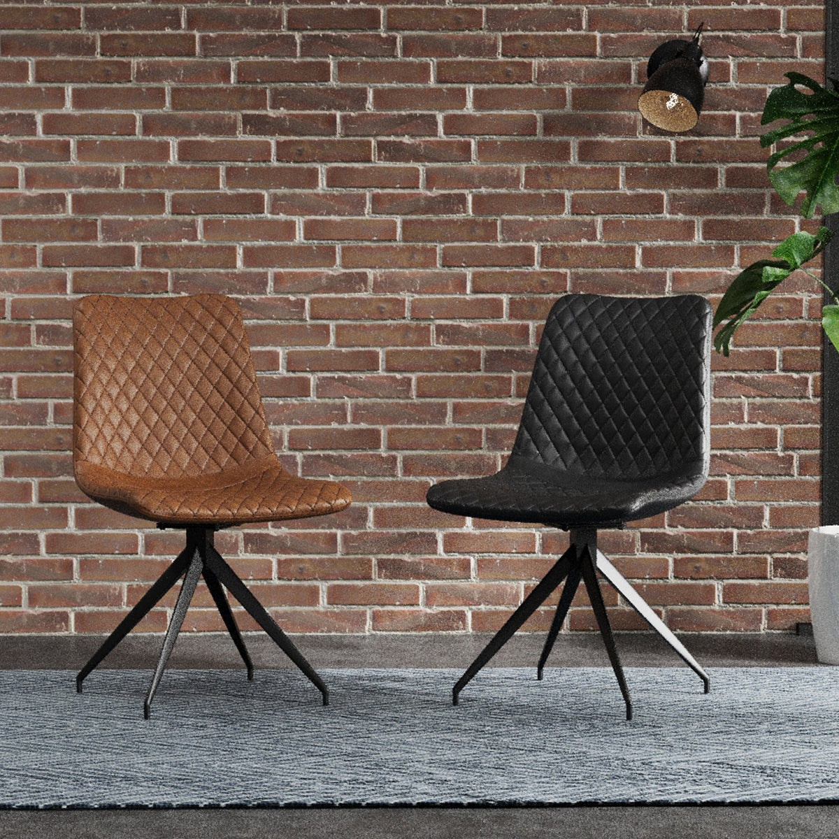 Saunder Faux Leather Swivel Dining Chair