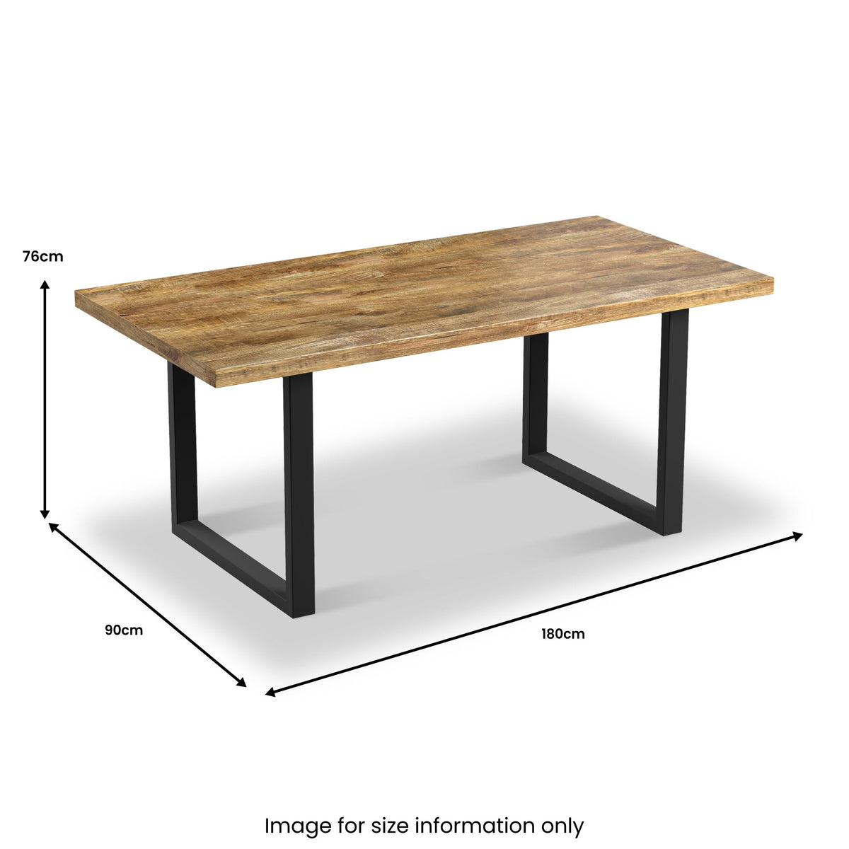 Abel Mango Wood 180cm Dining Table with U Leg