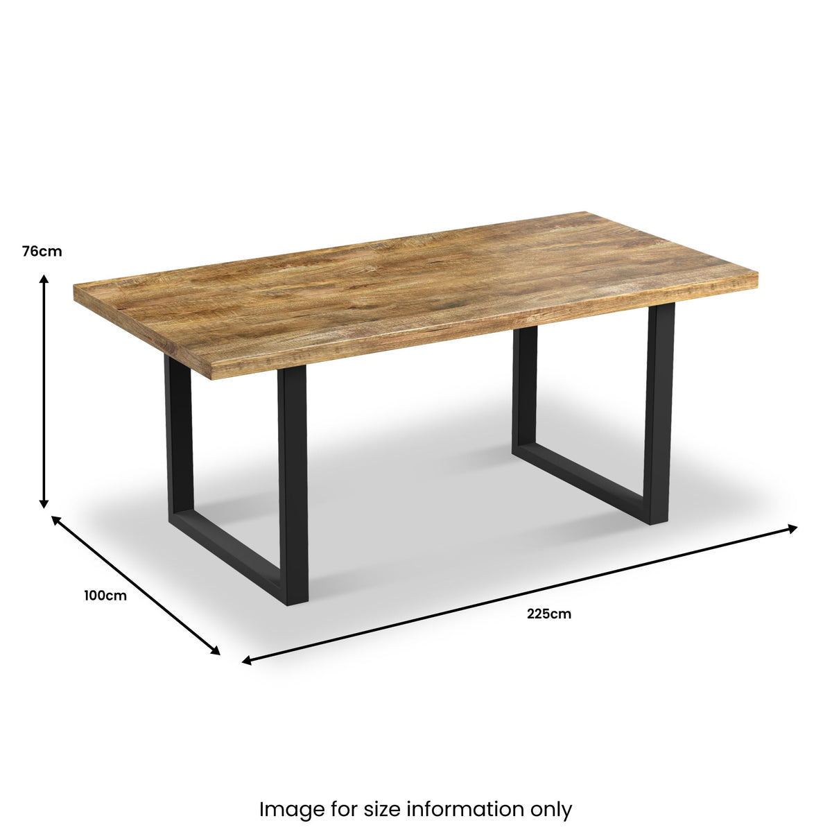 Abel 225cm Mango Wood Dining Table with U Leg