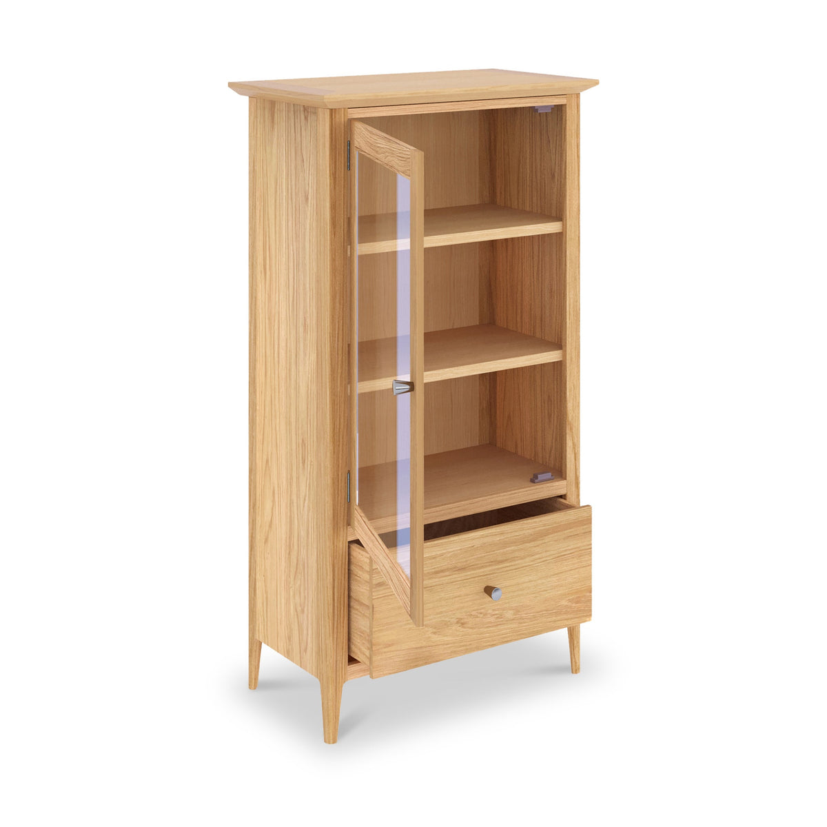 Towan Glass Bookcase With Drawer