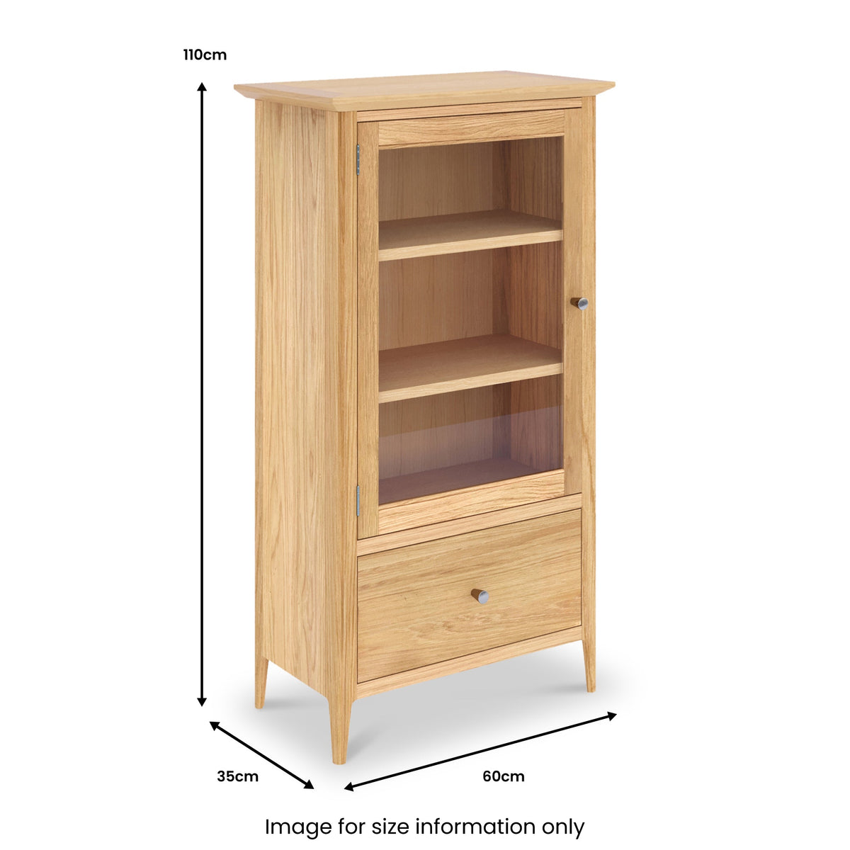 Towan Glass Bookcase With Drawer