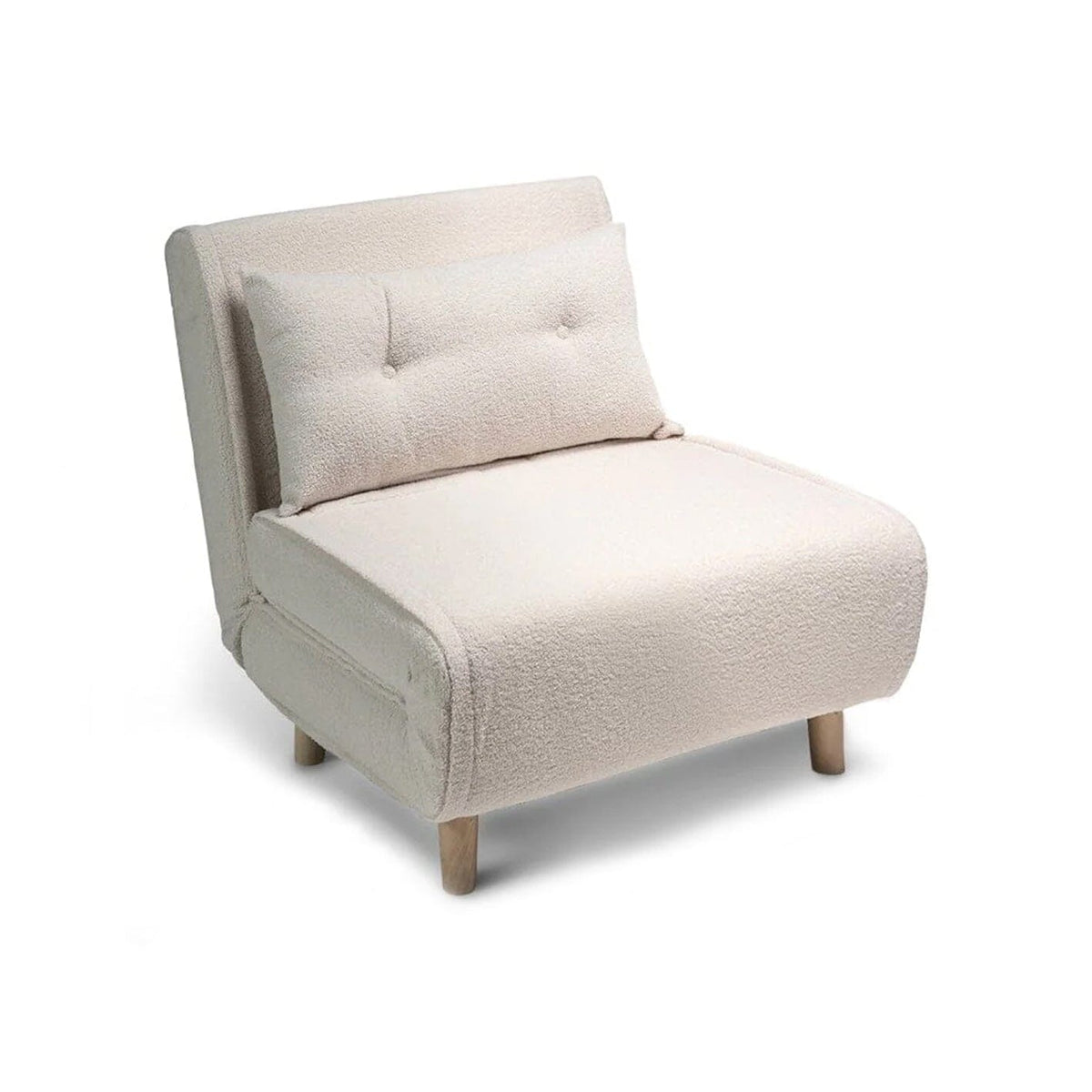 Una Single Sofa Bed - White Teddy
