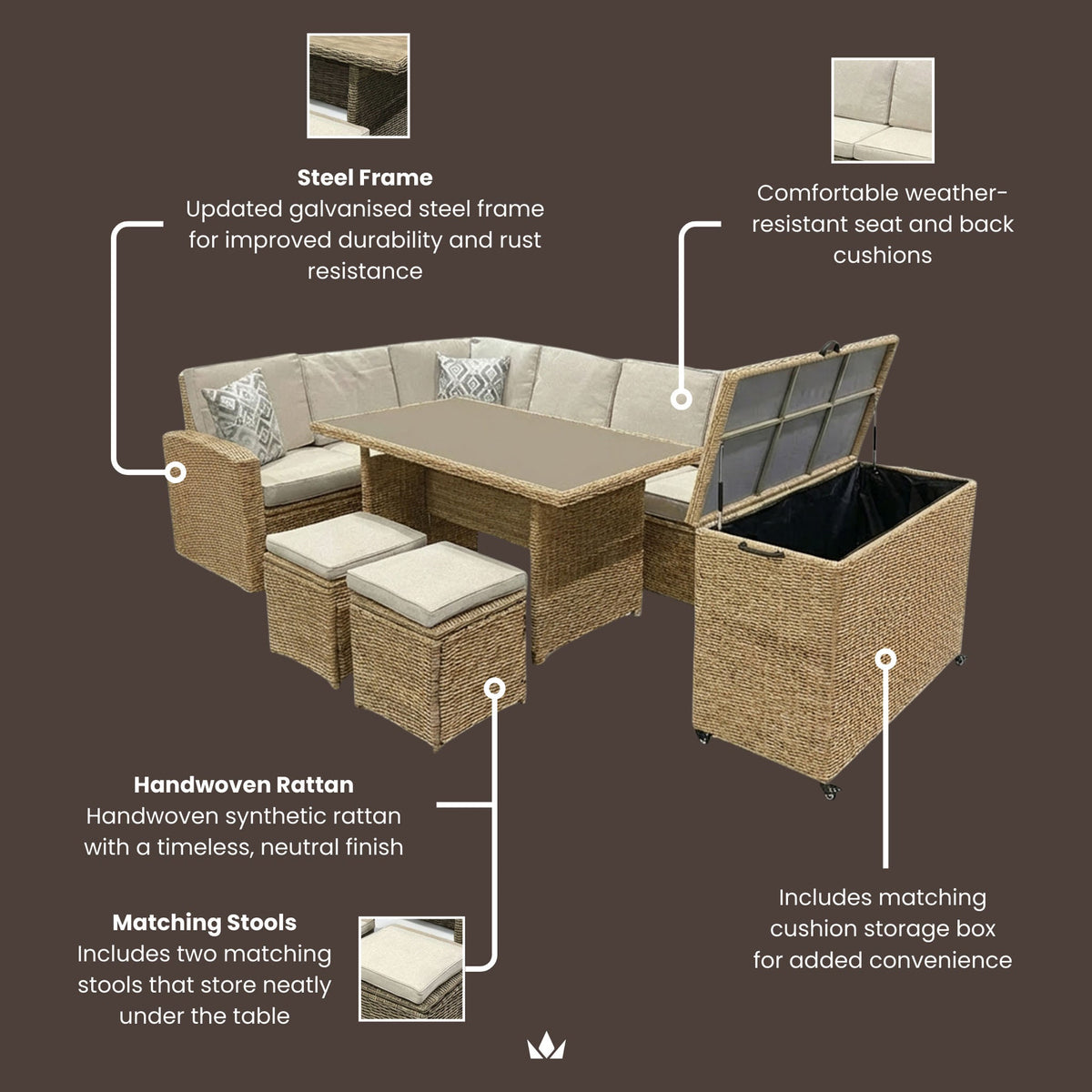 Wentworth Corner Lounge Set with Storage Box