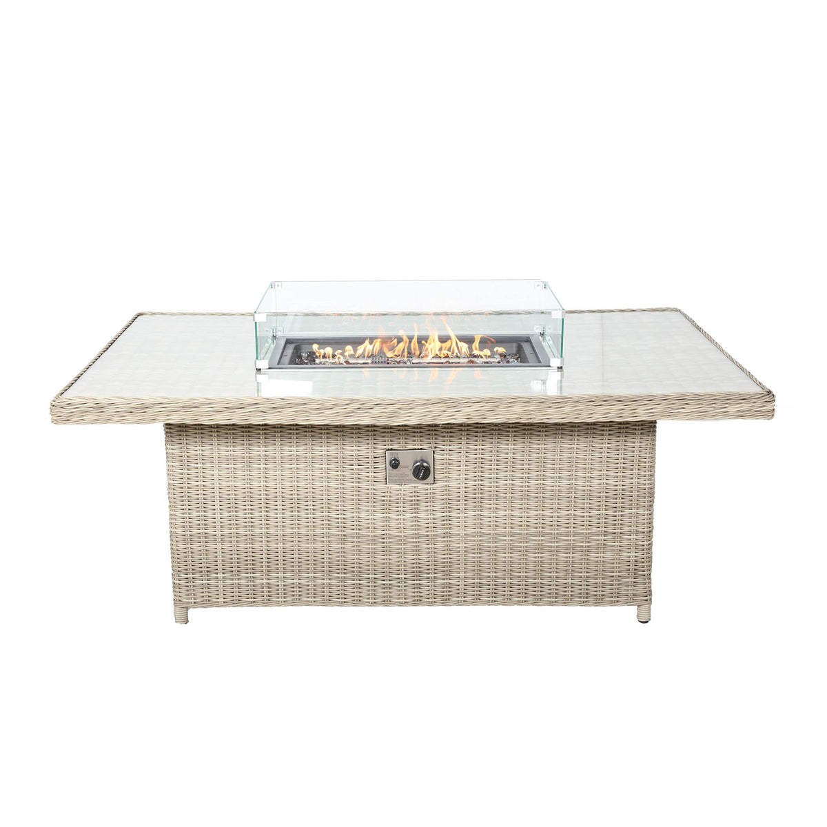 Wentworth 170cm Fire Pit Dine or Lounge Rattan Set with Bench