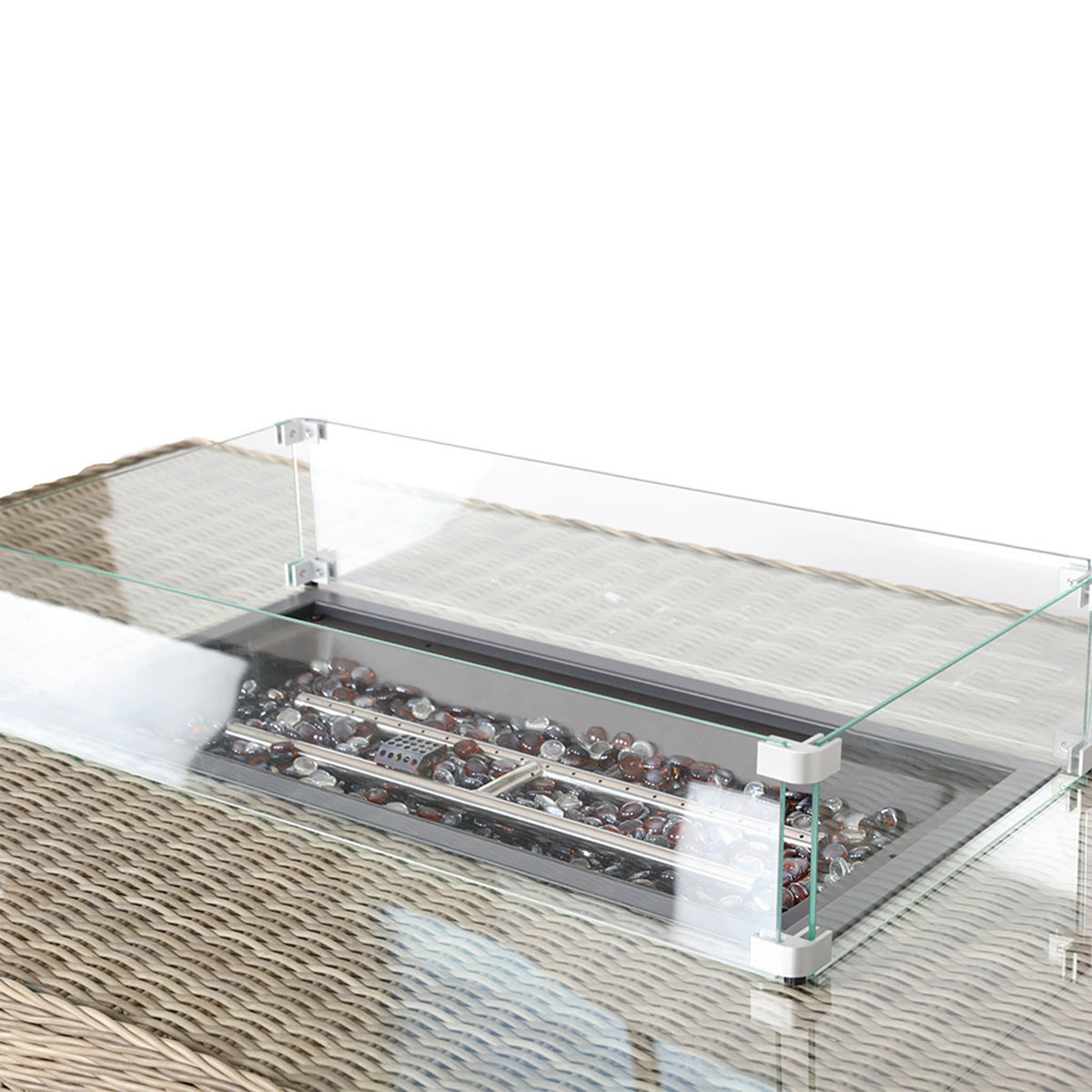 Wentworth 170cm Fire Pit Dine or Lounge Rattan Set with Bench