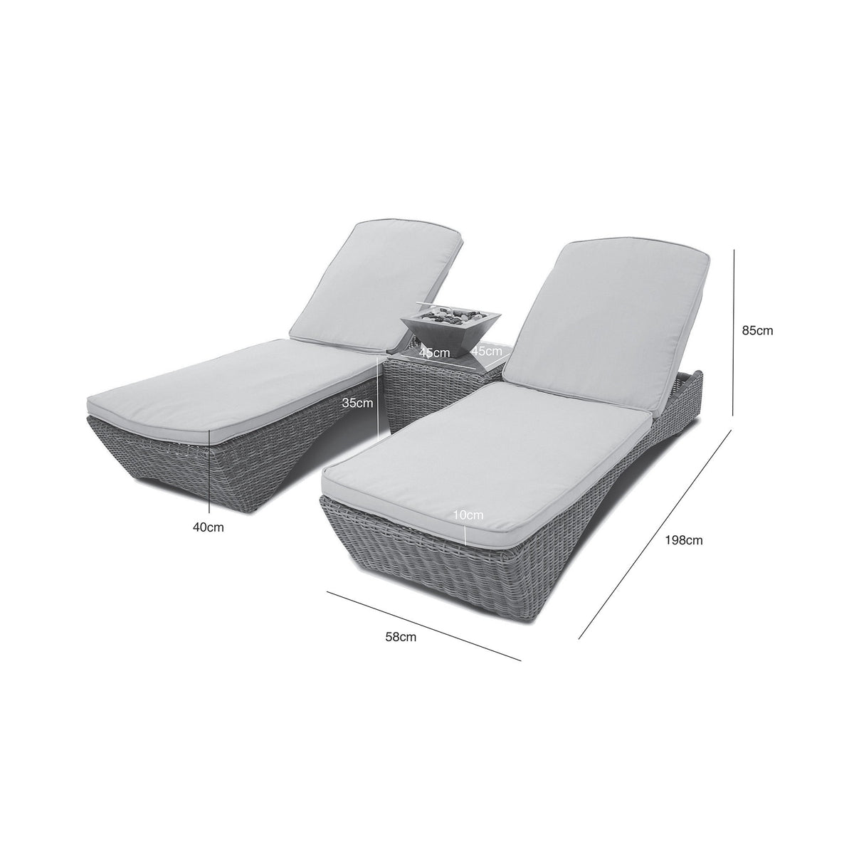 Maze Winchester 3 Piece Rattan Sunlounger Set