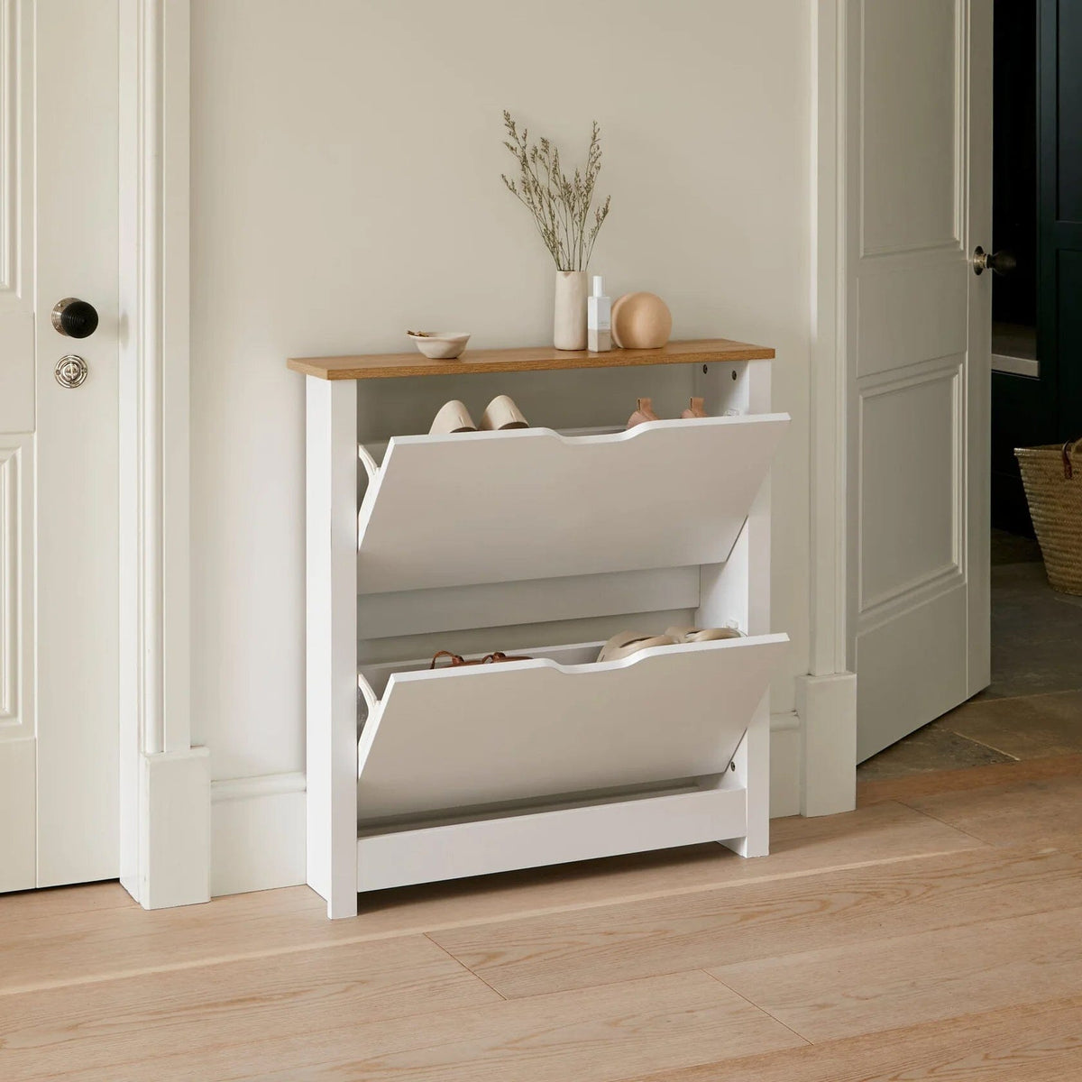 Windsor Shoe Cabinet - 2 Door - White