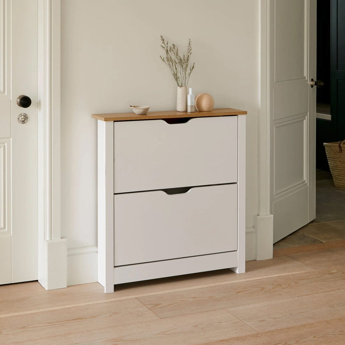 Windsor Shoe Cabinet - 2 Door - White