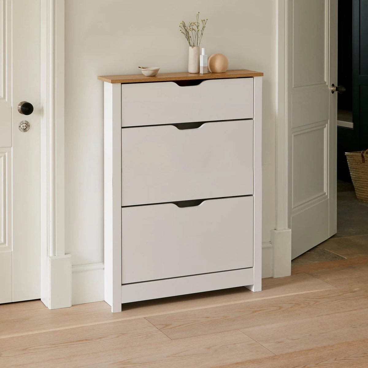 Windsor Shoe Cabinet - 3 Door - White