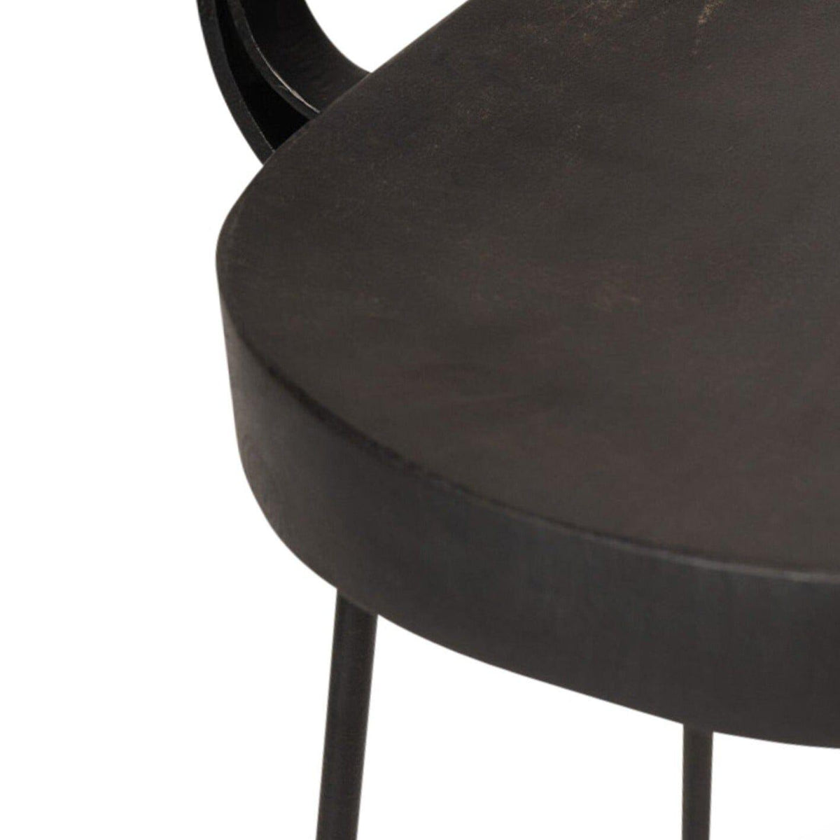 Aiden Black Mango Wood Bar Stools - Set of 2 - Black Iron Legs