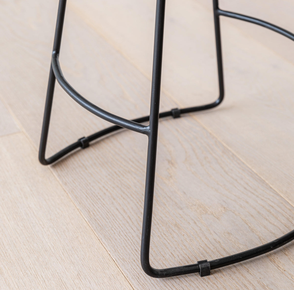 Aiden Natural Mango Wood Backless Bar Stools - Set of 2 - Black Iron Legs