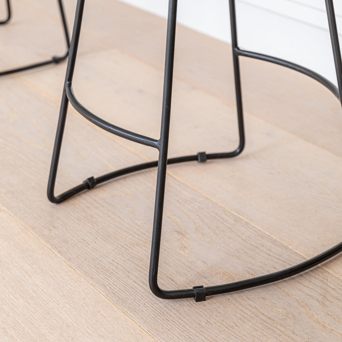 Aiden Natural Mango Wood Bar Stools - Set of 2 - Black Iron Legs