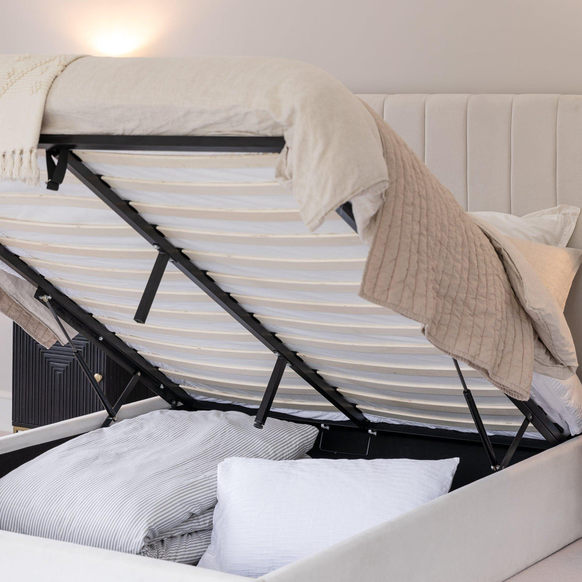 Alice King Ottoman Bed - Ivory