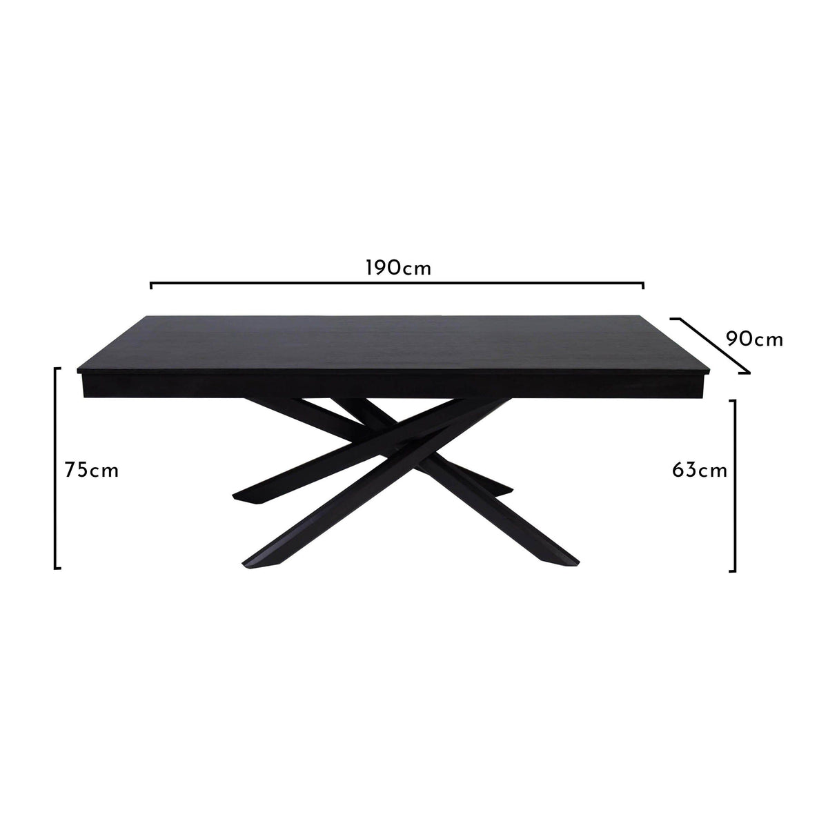 Amelia Black Dining Table Set - 6 Seater - Ella Black Wooden Chairs