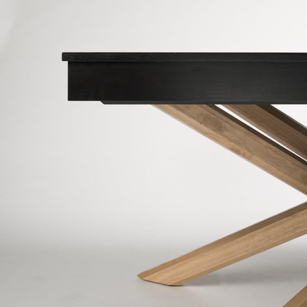 Outlet - Amelia Black Wood Extendable Dining Table with Oak Legs