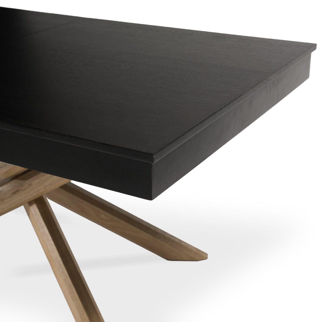 Amelia Black Wood Dining Table - Extendable - Oak Legs