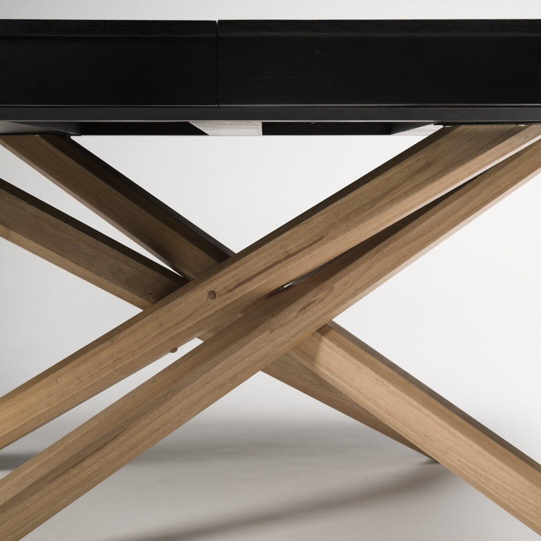 Outlet - Amelia Black Wood Extendable Dining Table with Oak Legs