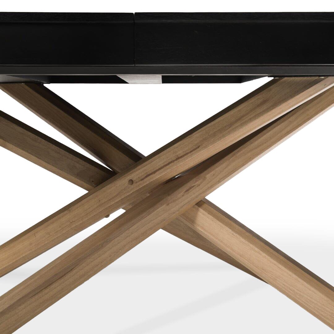 Amelia Black Wood Dining Table - Extendable - Oak Legs