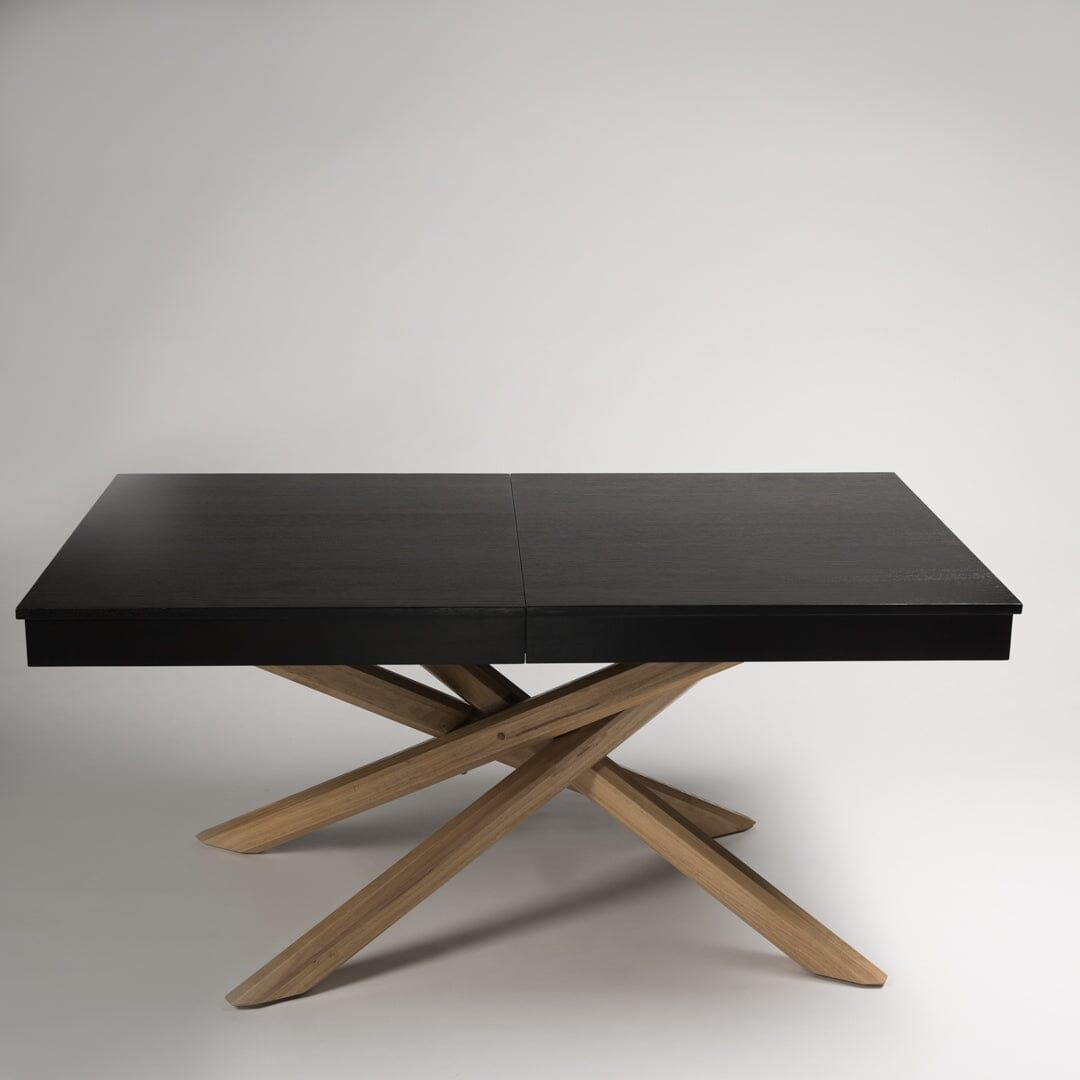 Outlet - Amelia Black Wood Extendable Dining Table with Oak Legs