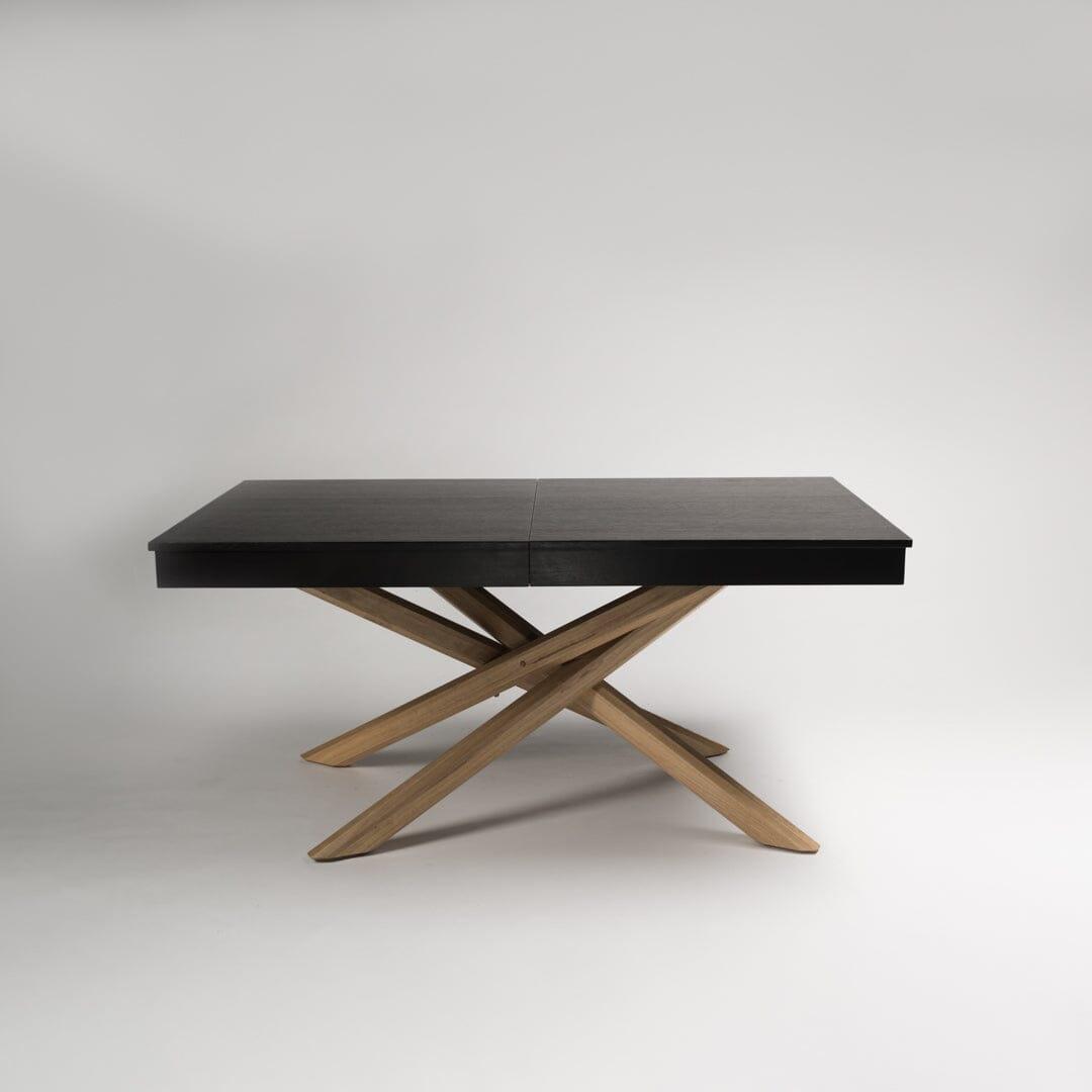 Outlet - Amelia Black Wood Extendable Dining Table with Oak Legs