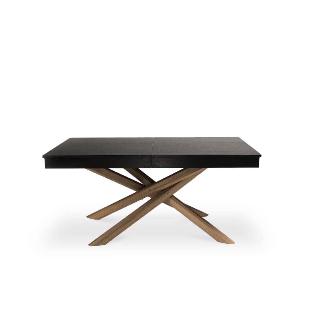 Amelia Black Wood Dining Table - Extendable - Oak Legs