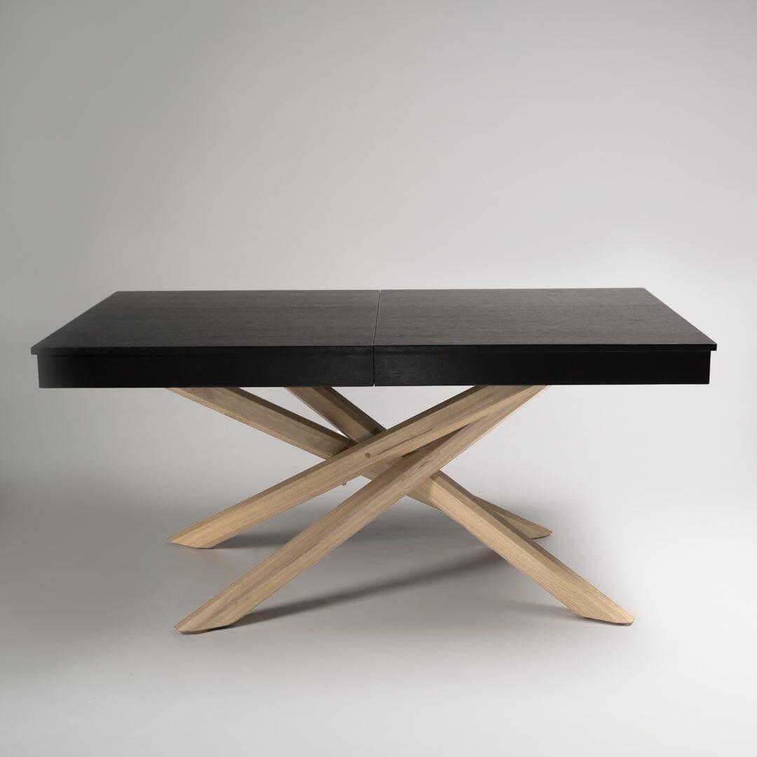 Amelia Black Wood Dining Table - Extendable - Whitewash Legs