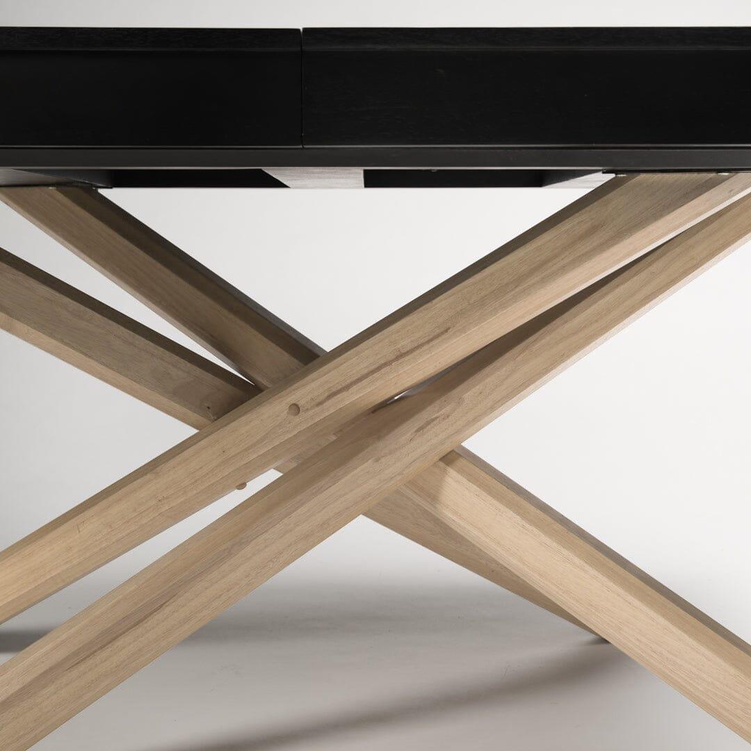 Amelia Black Wood Dining Table - Extendable - Whitewash Legs