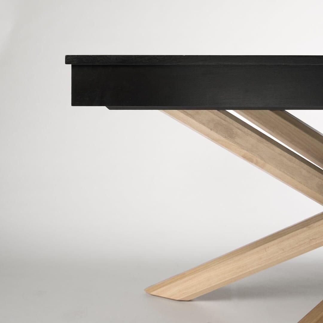 Amelia Black Wood Dining Table - Extendable - Whitewash Legs