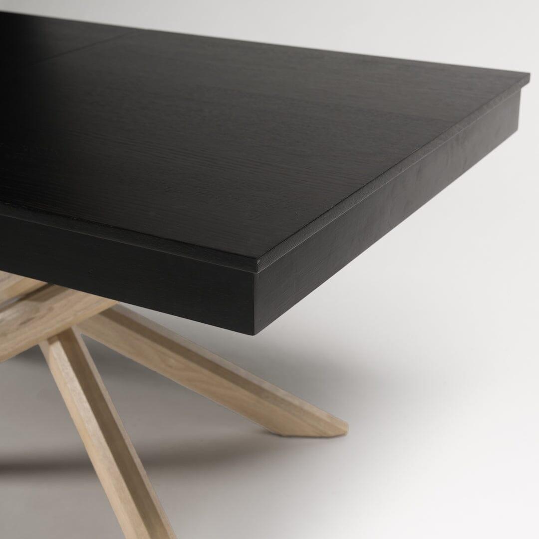 Amelia Black Wood Dining Table - Extendable - Whitewash Legs