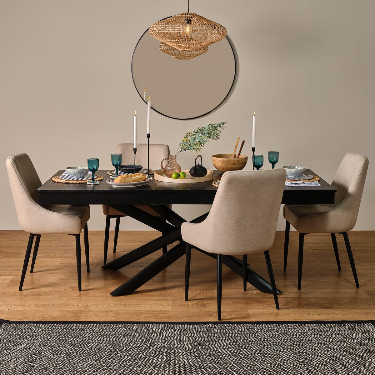 OUTLET - Amelia Black Wood Dining Table - Non Extendable