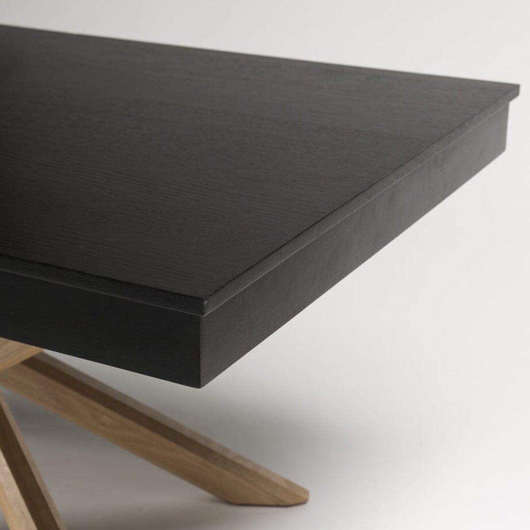 Outlet - Amelia Black Wood Non-Extendable Dining Table - Oak Legs