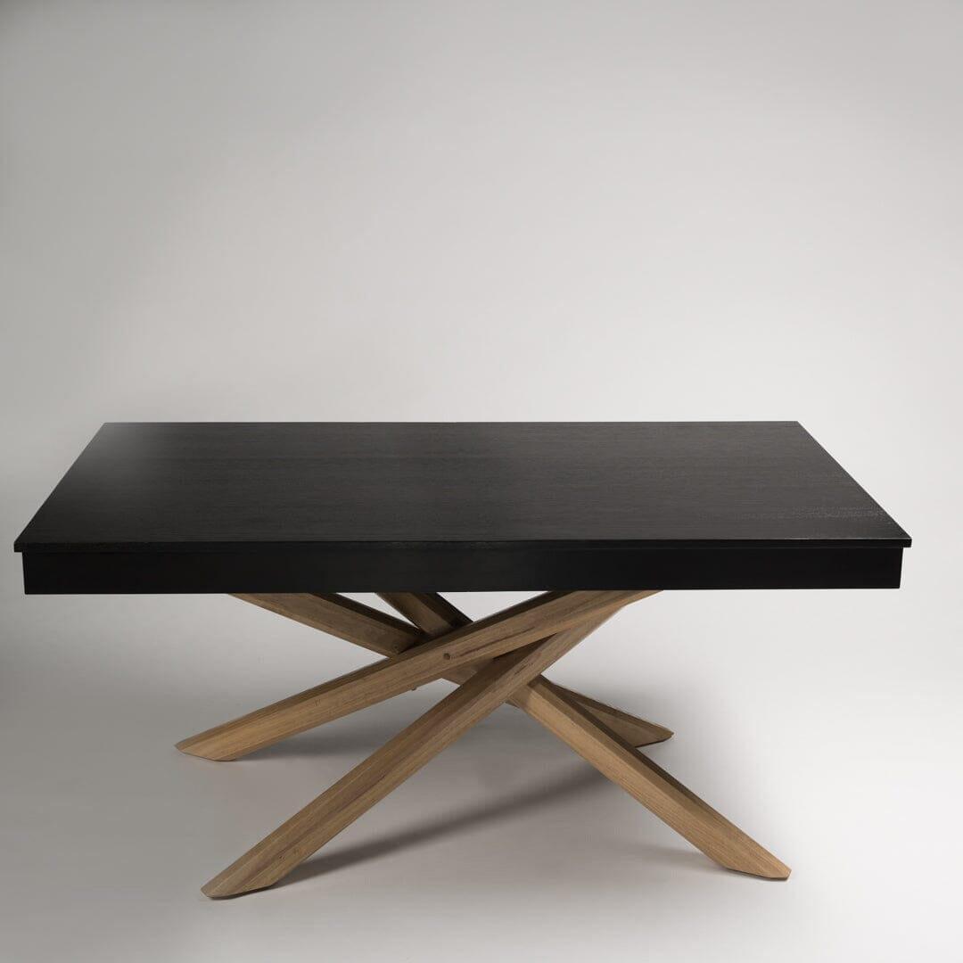 Outlet - Amelia Black Wood Non-Extendable Dining Table - Oak Legs