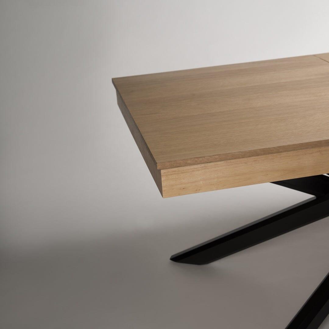OUTLET - Amelia Oak Wood Dining Table - Extendable - Black Legs