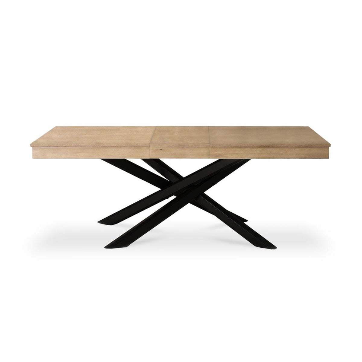 Amelia Whitewash Extendable Dining Table Set - 6 Seater - Freya Boucle Carver Chairs - Black Legs