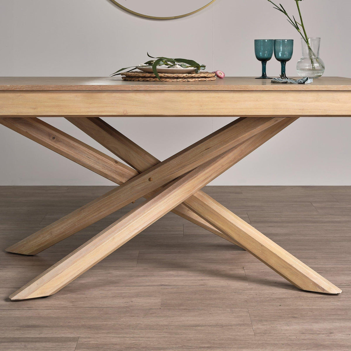 Amelia Whitewash Dining Table Set - 6 Seater - Ella Pale Oak Armchairs