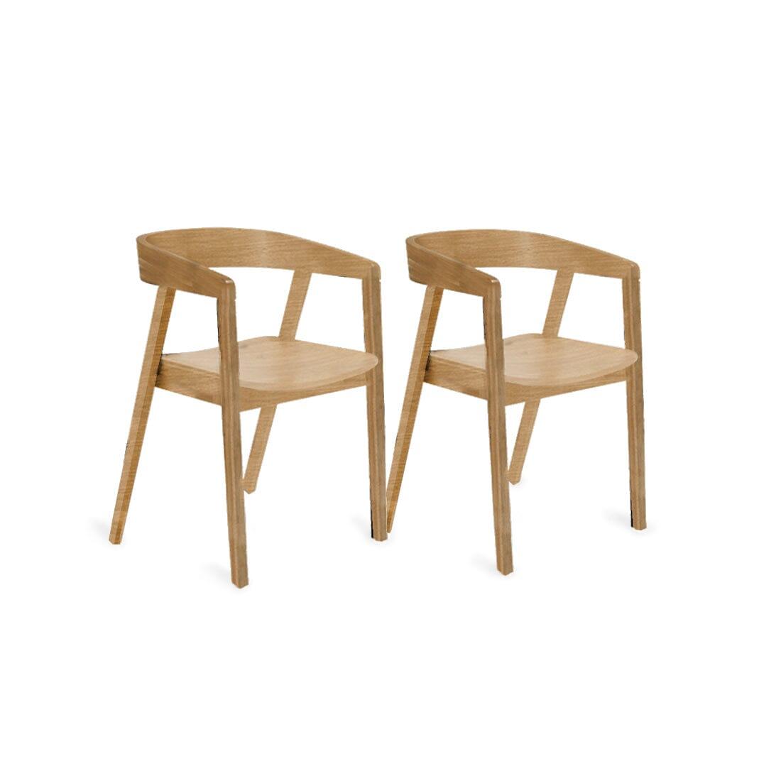 Amelia Whitewash Extendable Dining Table Set - 6 Seater - Ella Pale Oak Armchairs