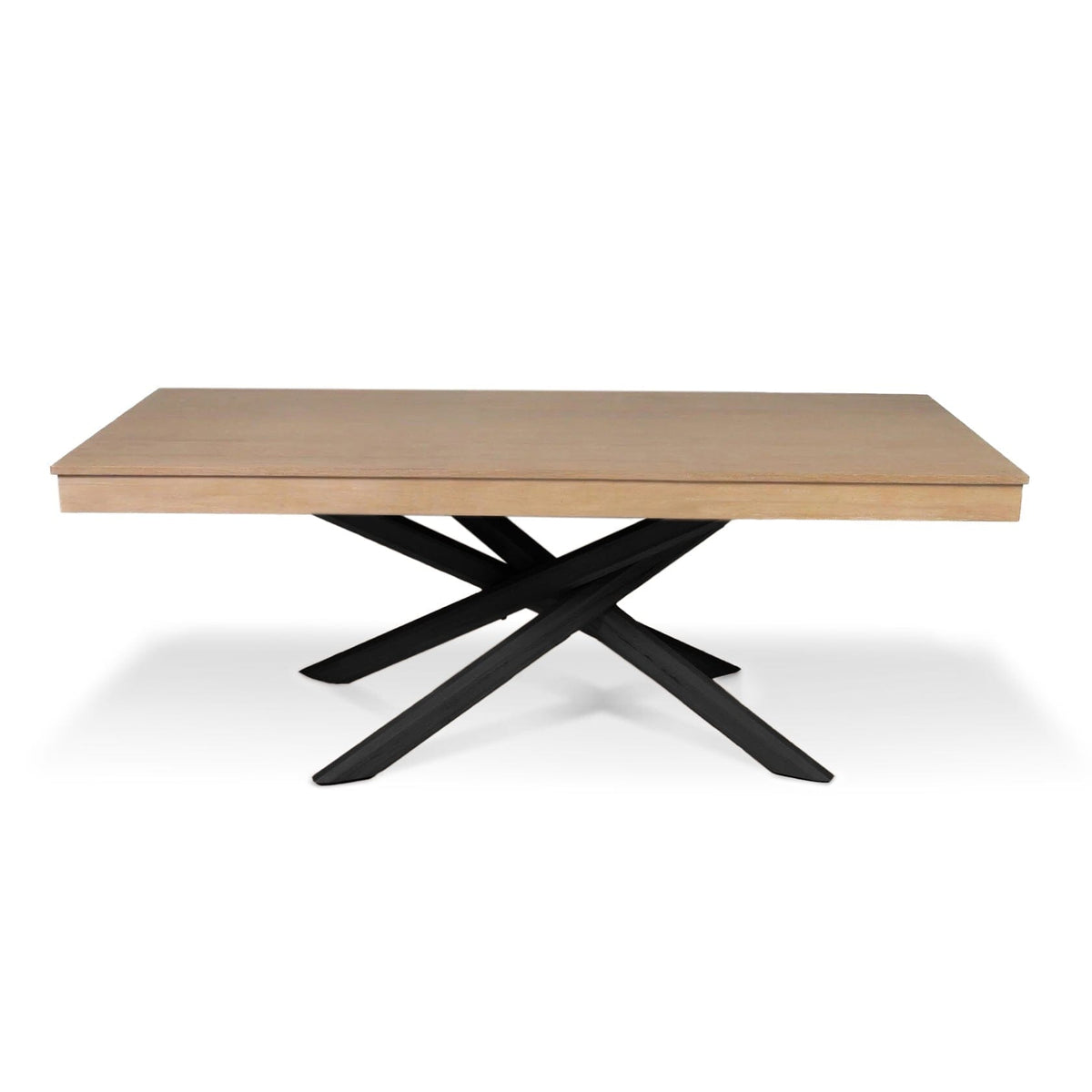 Amelia Whitewash Dining Table Set - 6 Seater - Bella Light Beige Boucle Dining Chairs - Black Legs