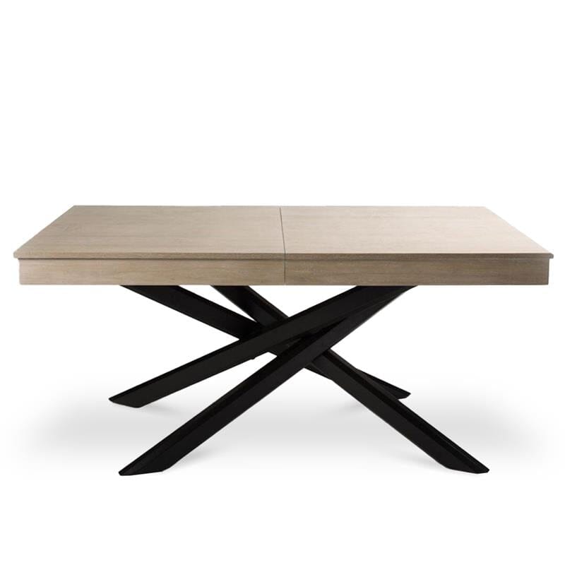 Amelia Whitewash Wood Dining Table - Extendable - Black Legs