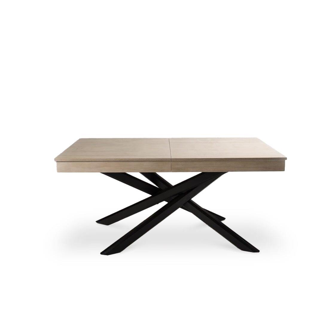 Amelia Whitewash Wood Dining Table - Extendable - Black Legs