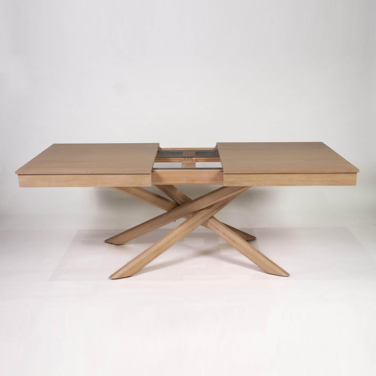 Amelia Whitewash Extendable Dining Table Set - 6 Seater - Ella Pale Oak Armchairs
