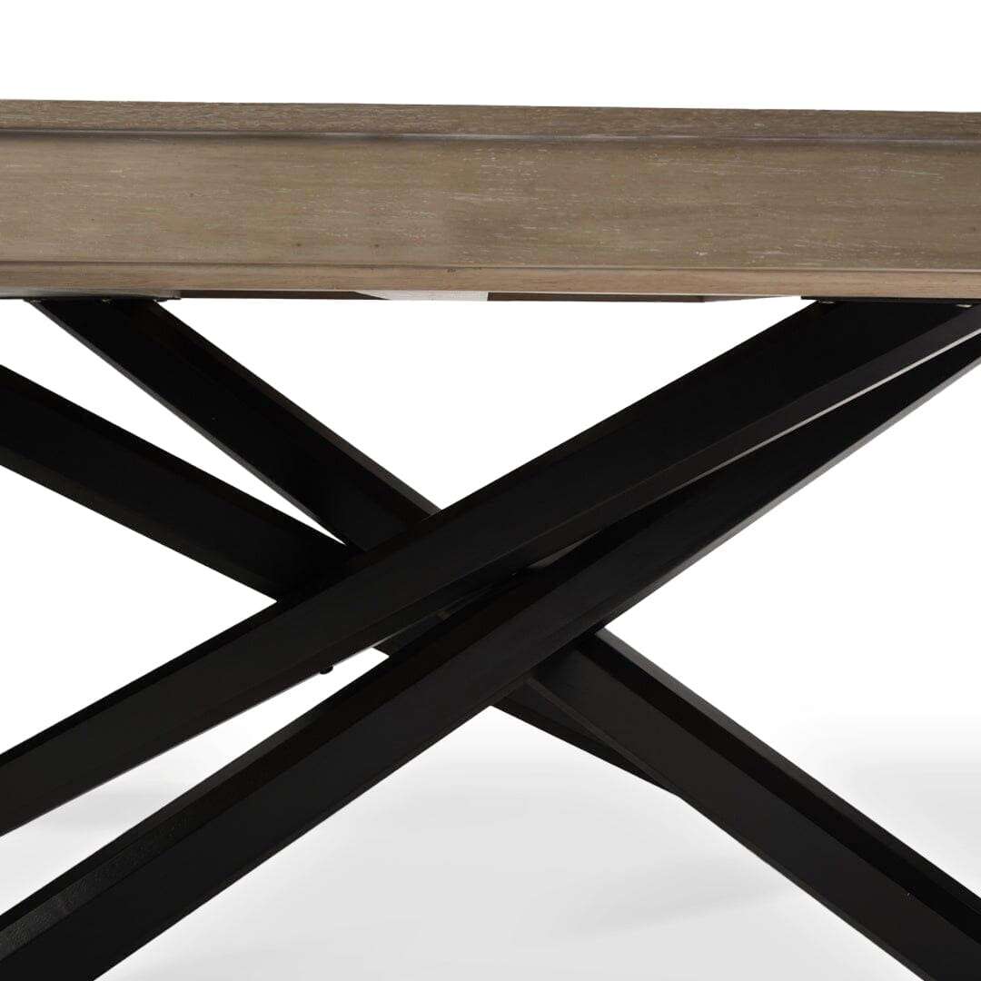 Amelia Whitewash Wood Dining Table - Non Extendable - Black Legs