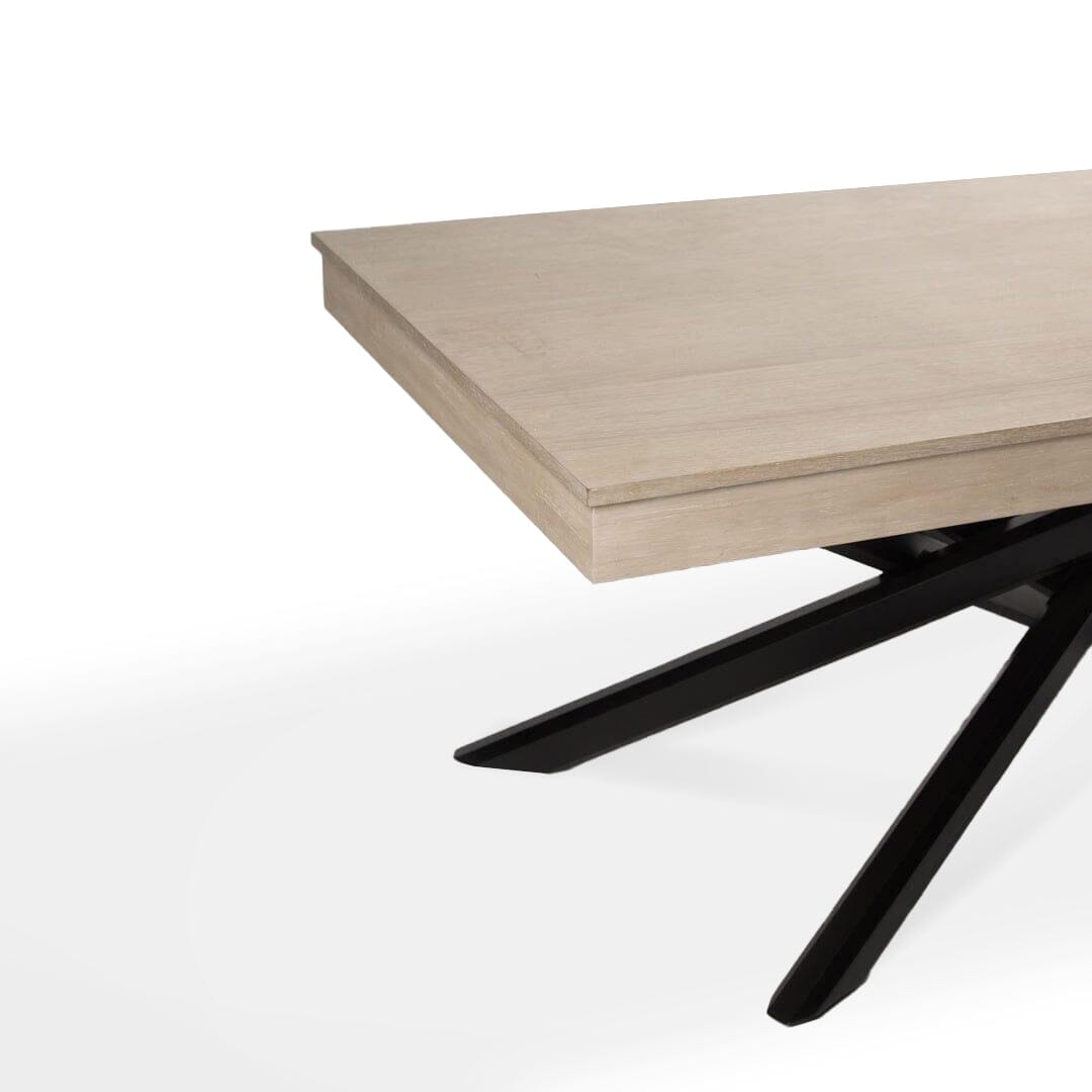 Amelia Whitewash Wood Dining Table - Non Extendable - Black Legs