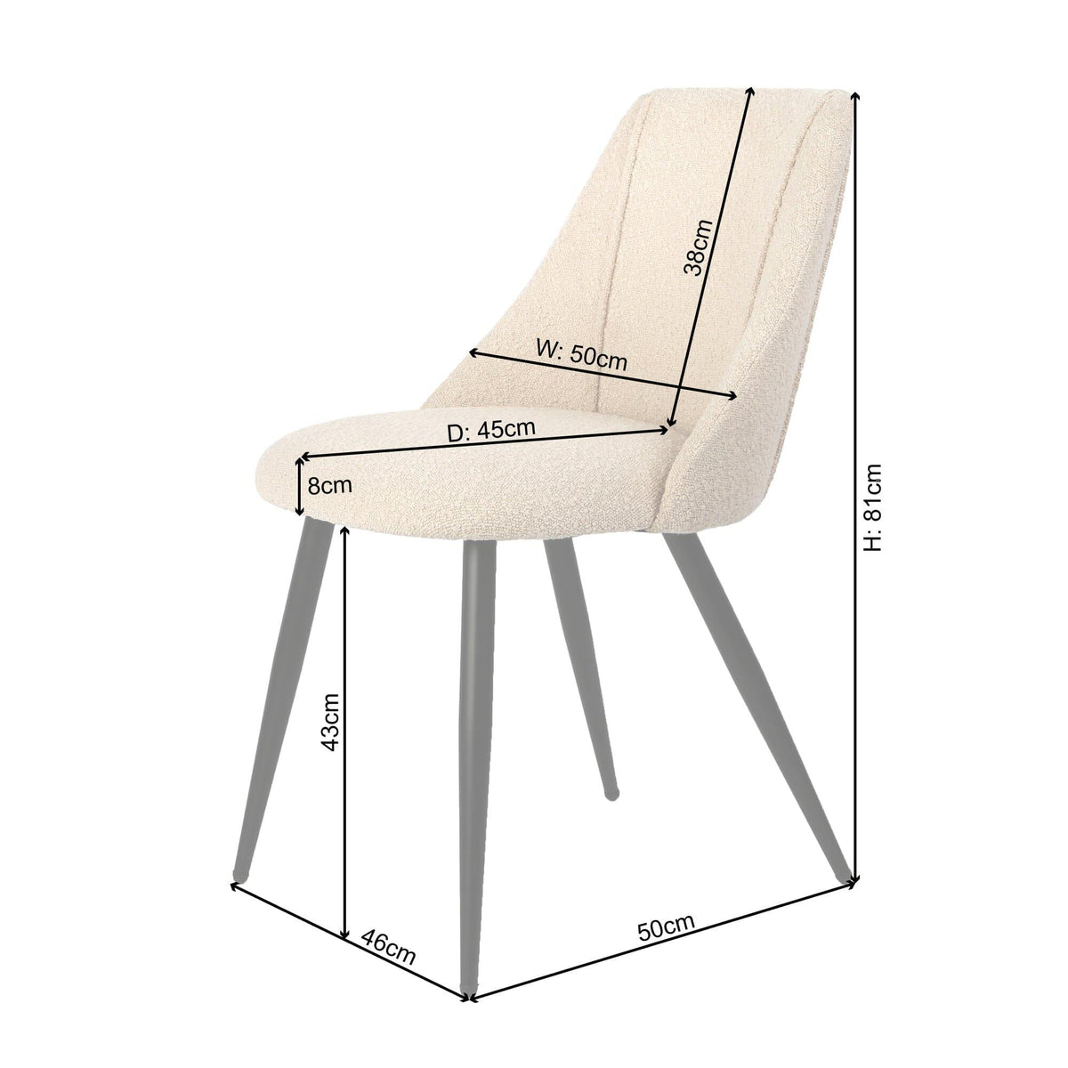 OUTLET - Amy dining chair - Boucle with black legs