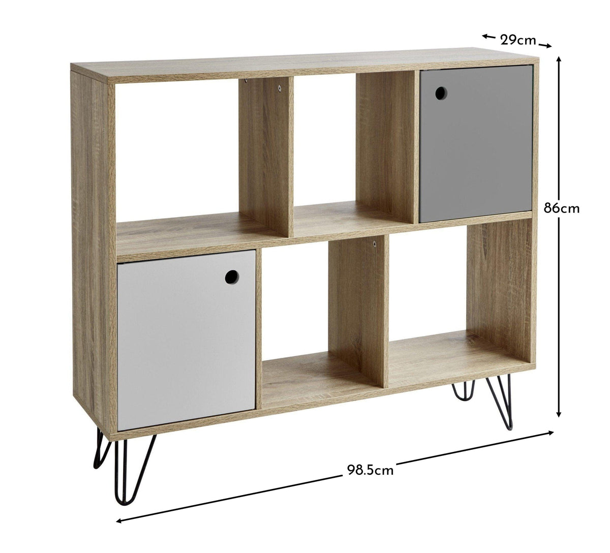 Anderson Cube Storage Unit - Oak Effect with Grey Cupboards