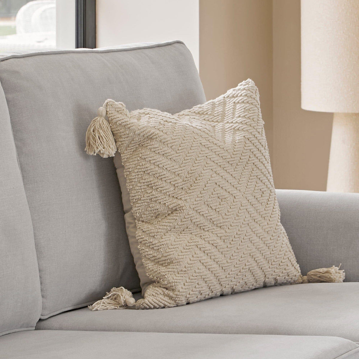 Annabelle 3 Seater Sofa - Cloud Grey with Pale Oak Legs