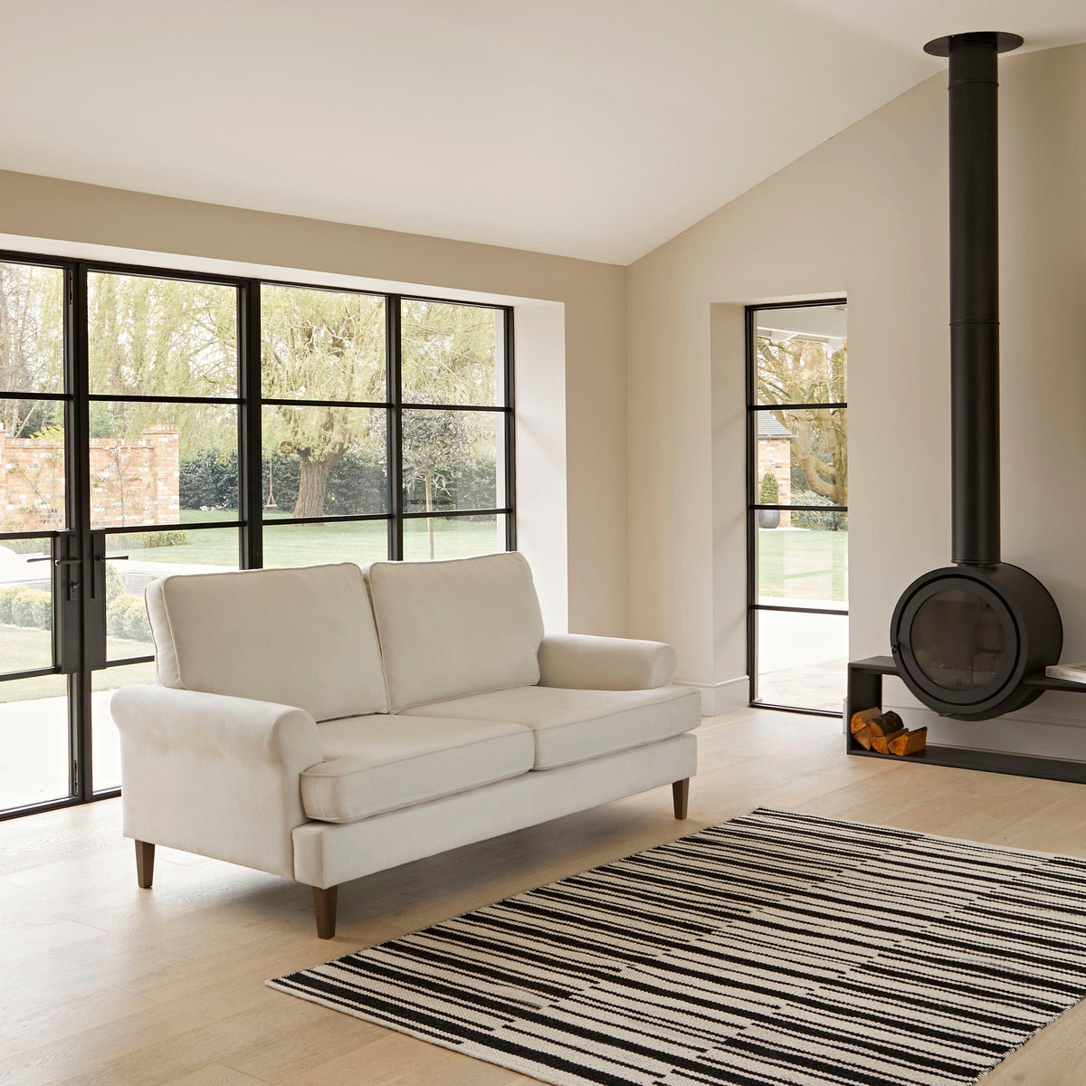 Annabelle 3 Seater Sofa - Natural Ivory with Dark Oak Legs
