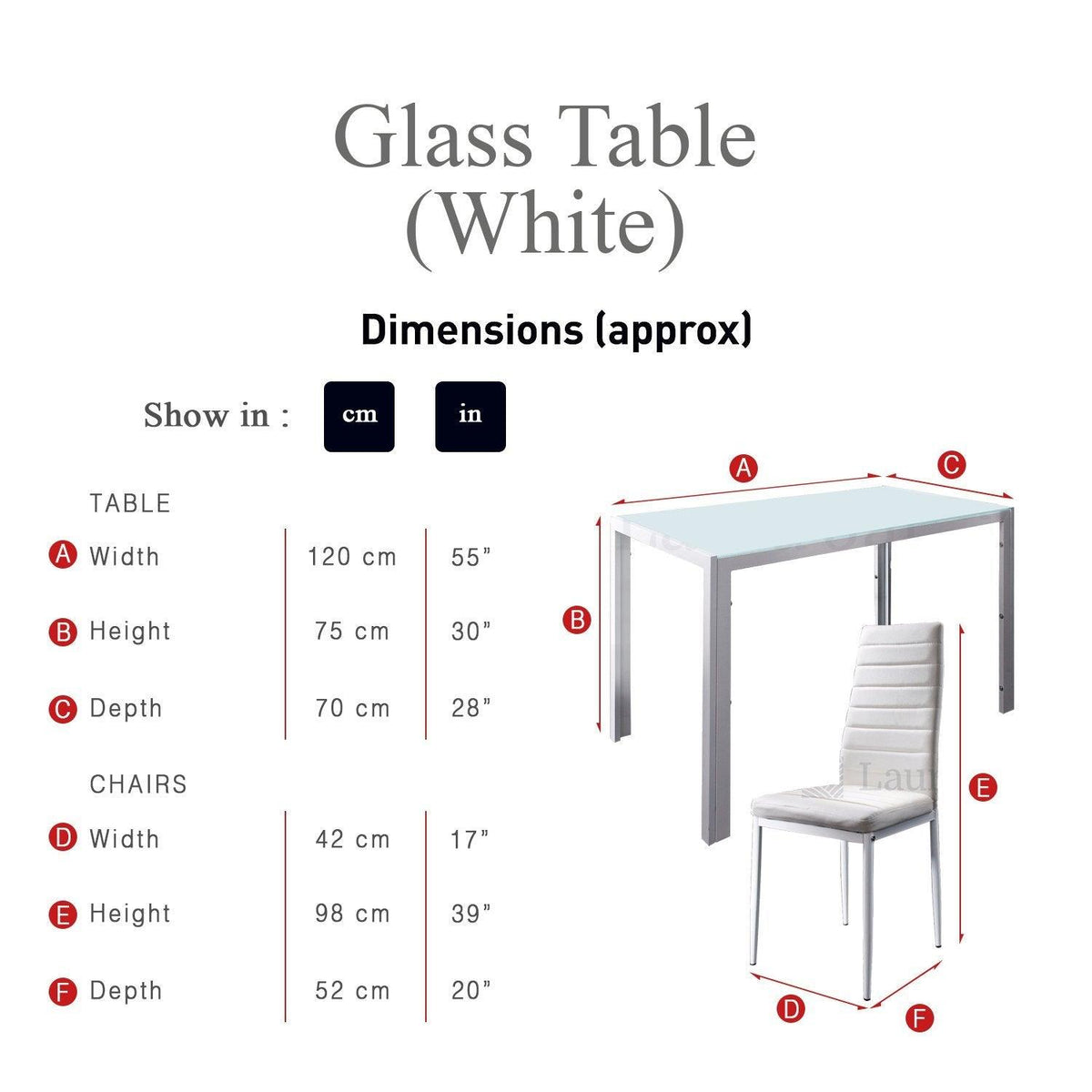 Anya Glass Dining Table Set - 4 Seater - White Faux Leather Dining Chairs