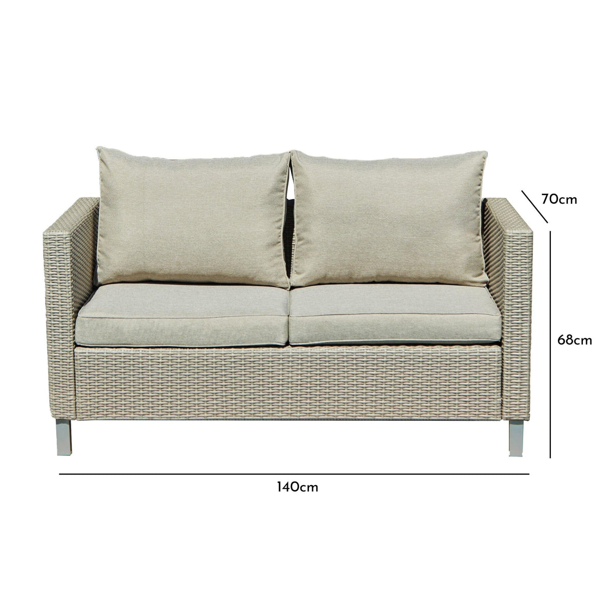 OUTLET - Aria 2 Seater Rattan Garden Sofa - Light Grey